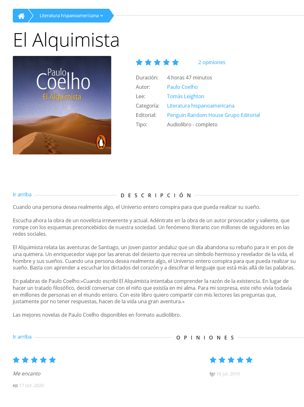 El alquimista (audiolibro)
