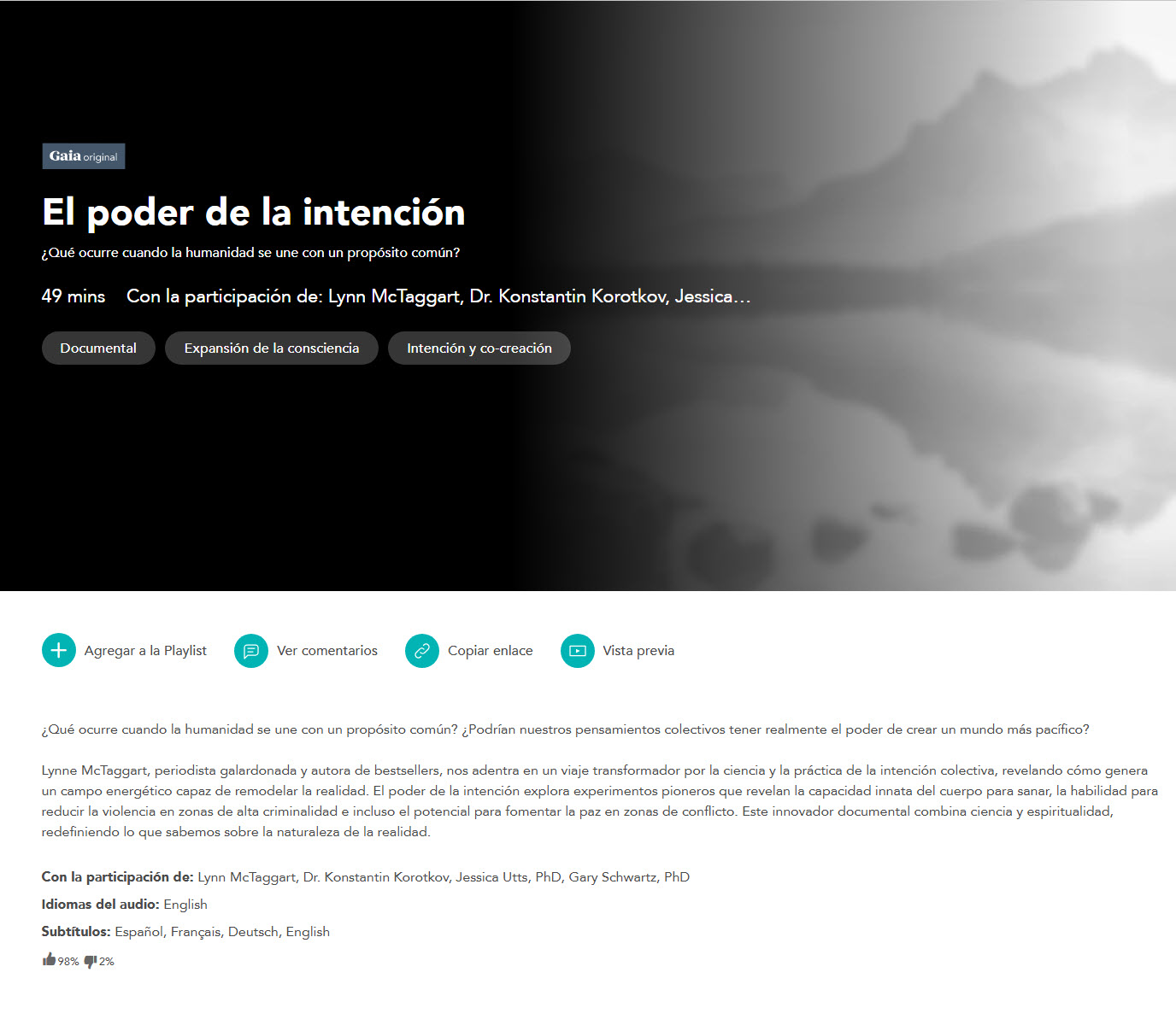 El Poder de la Intención (Documental) - Lynne McTaggart