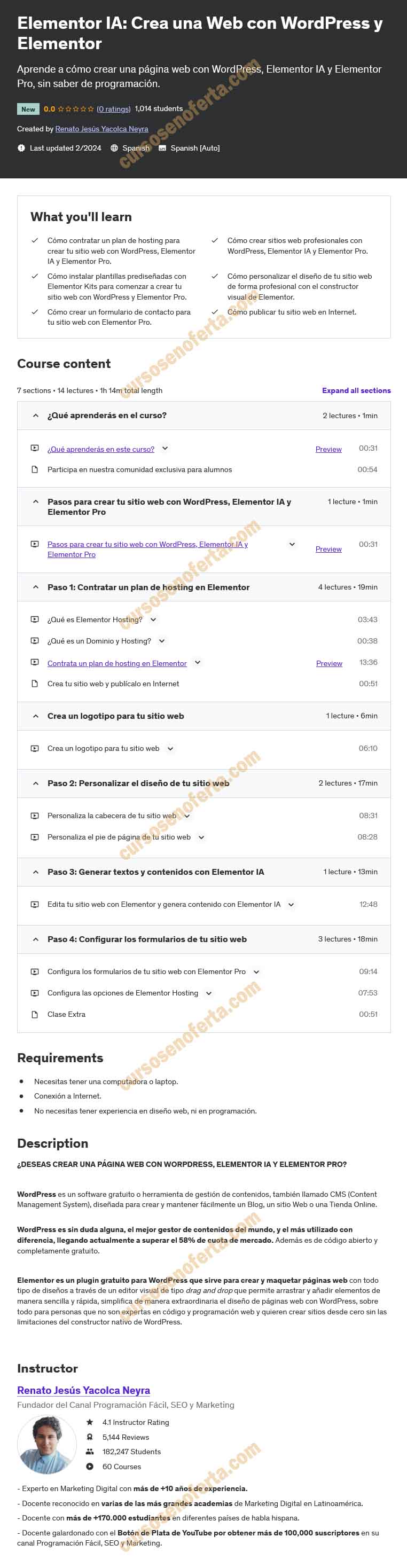 Elementor IA Crea una Web con WordPress y Elementor - renato yacolca