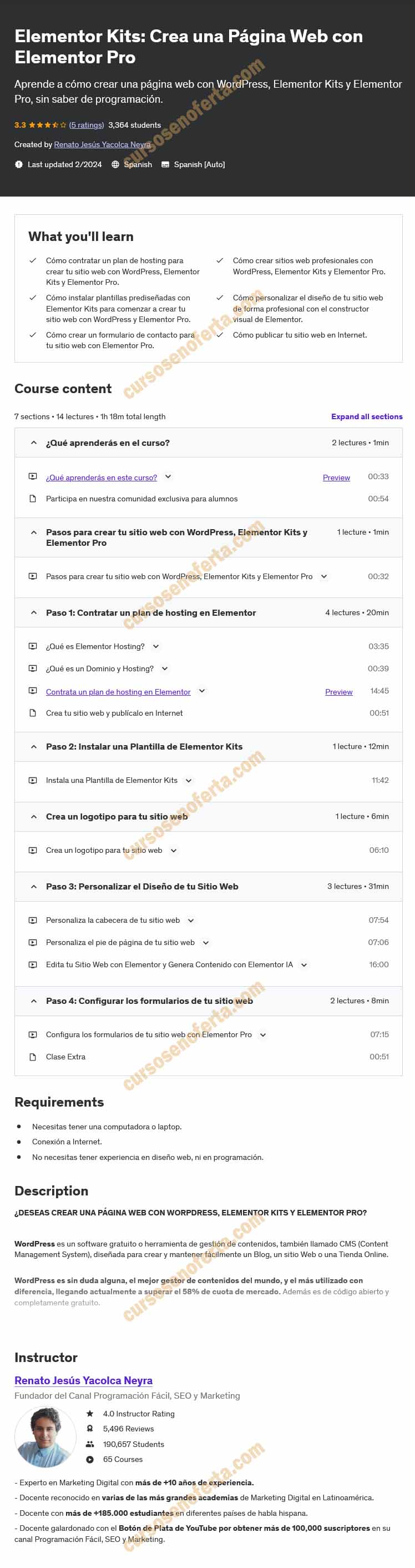 Elementor Kits Crea una Página Web con Elementor Pro - renato yacolca
