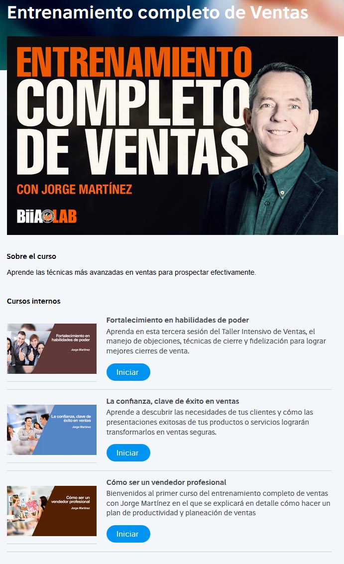 Entrenamiento Completo de Ventas - jorge martínez