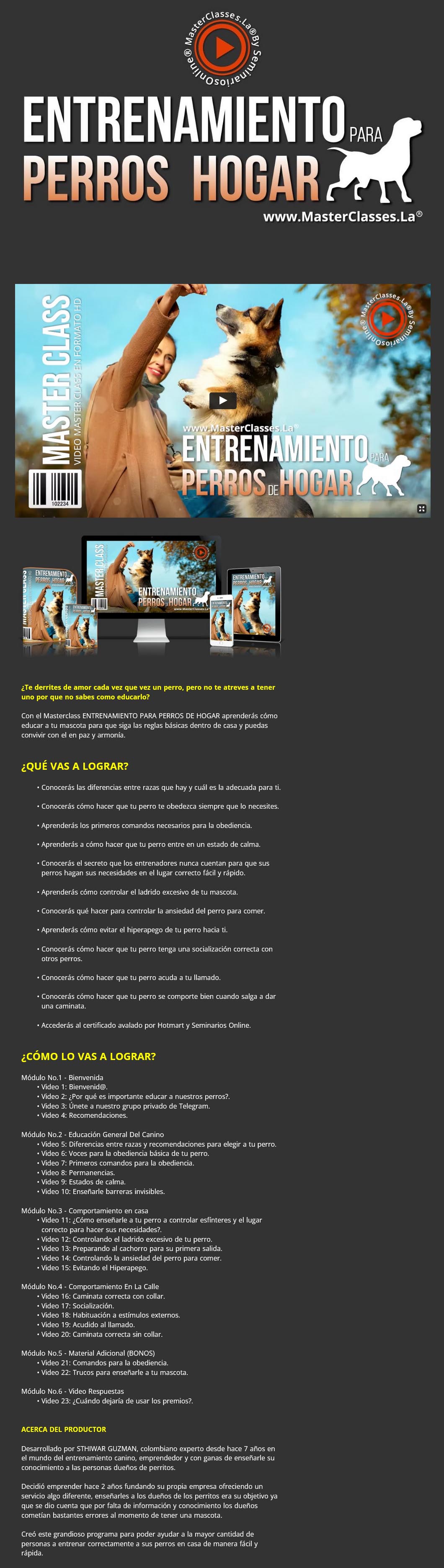 Entrenamiento para perros hogar - Masterclasses.la