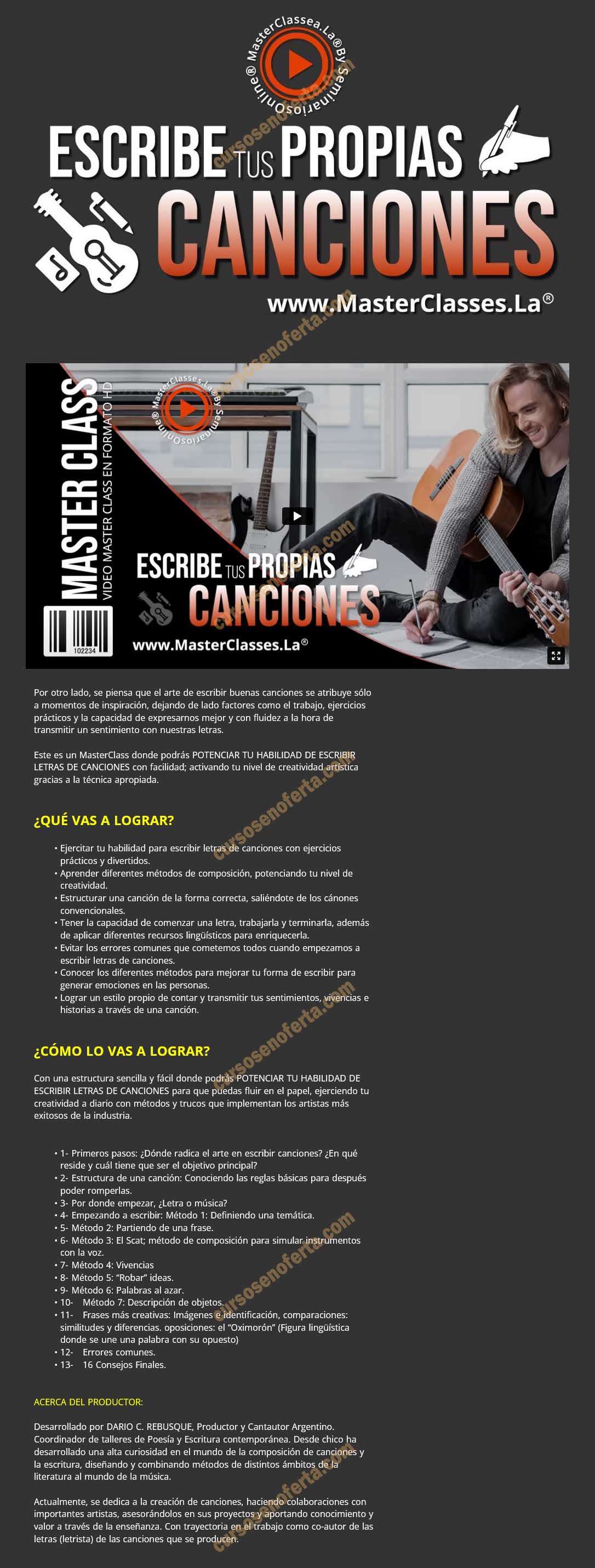 Escribe tus propias canciones - dario rebusque