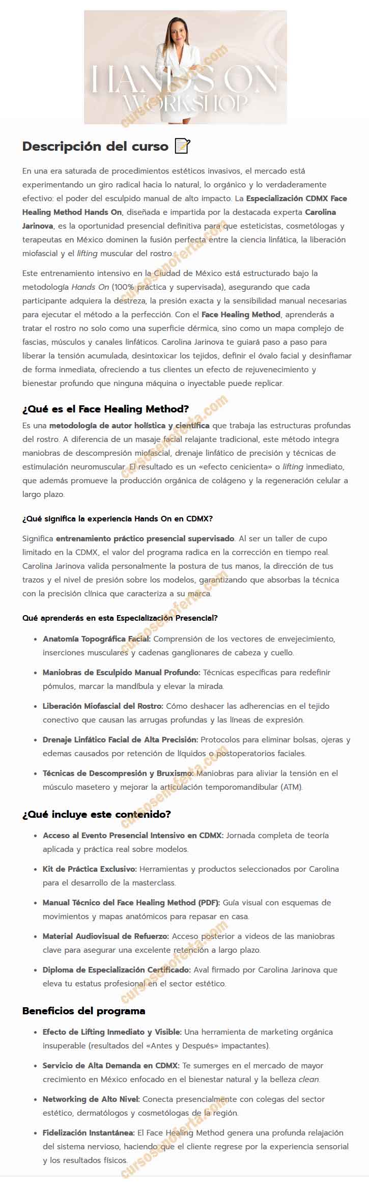 Especialización CDMX Face Healing Method Hands On – Carolina Jarinova