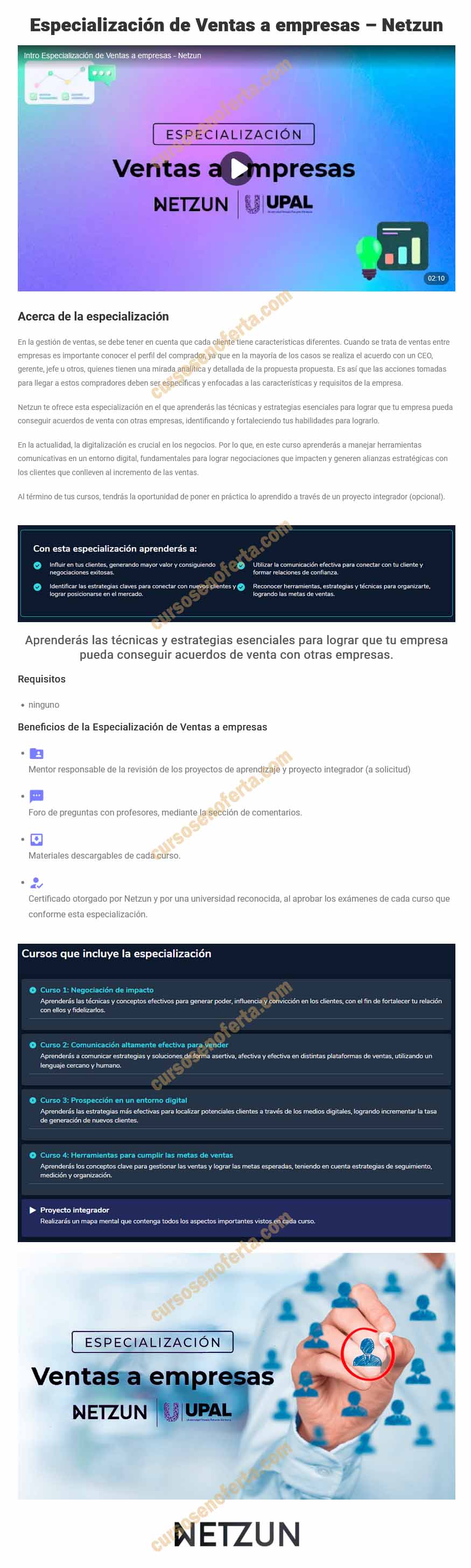 Especialización de Ventas a empresas - Netzun