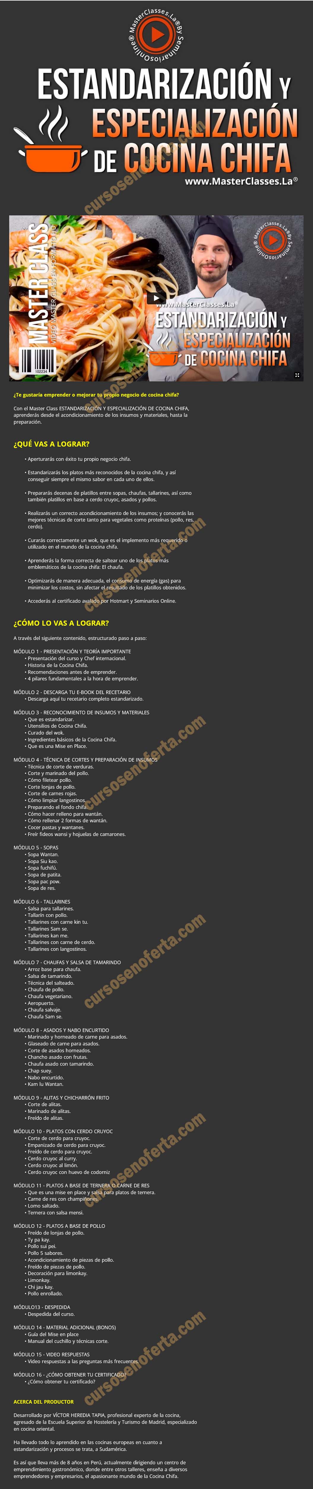 Estandarización y especialización de cocina chifa
