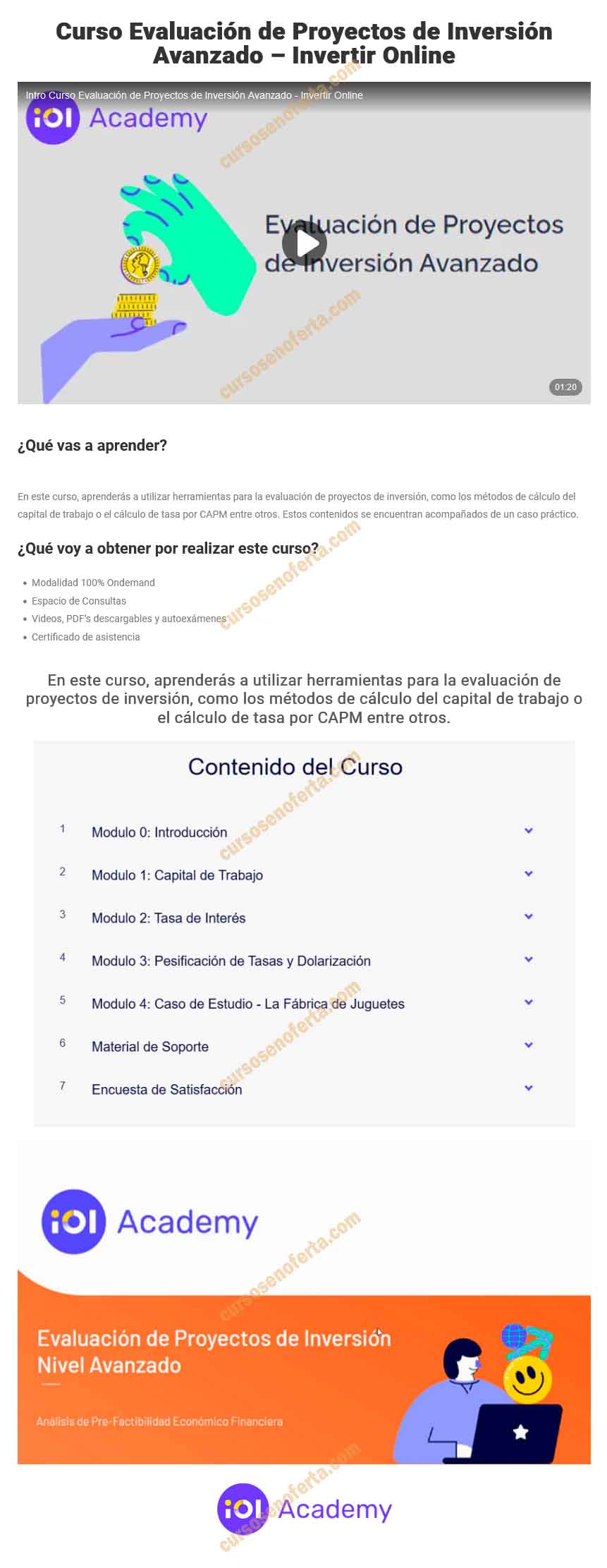 Evaluación de Proyectos de Inversión Avanzado - Invertir Online