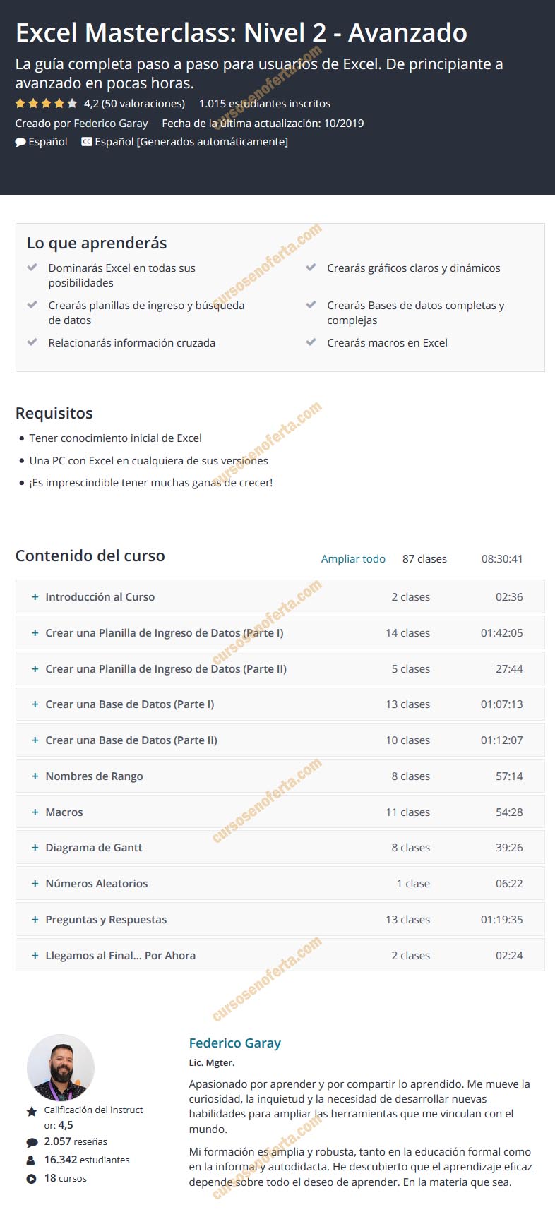 Excel Masterclass Nivel 2 Avanzado - Federico Garay