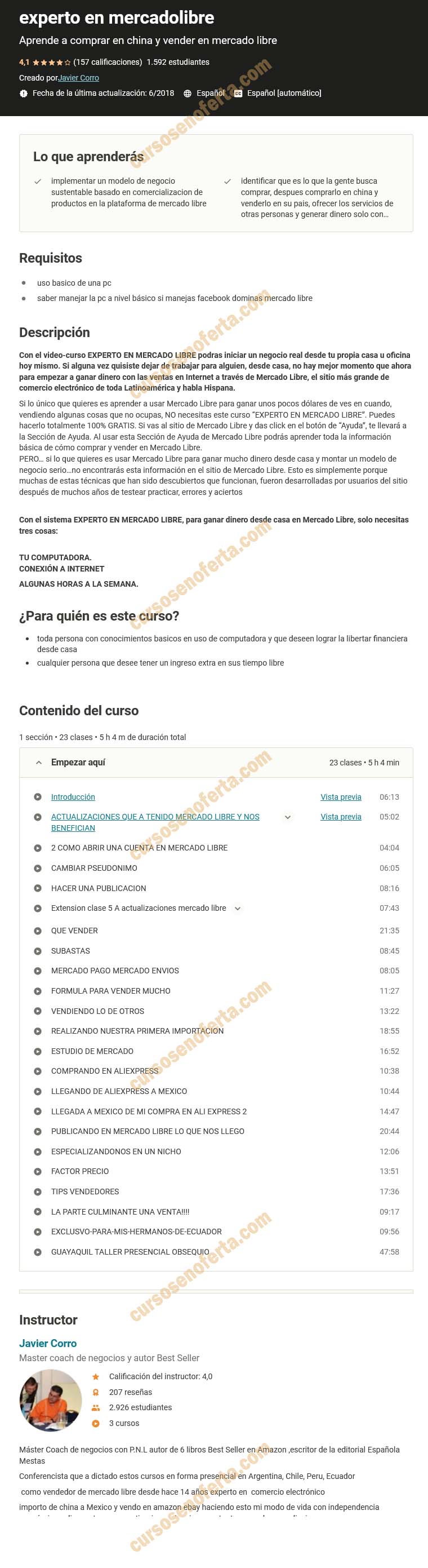 Experto en mercadolibre - Javier Corro