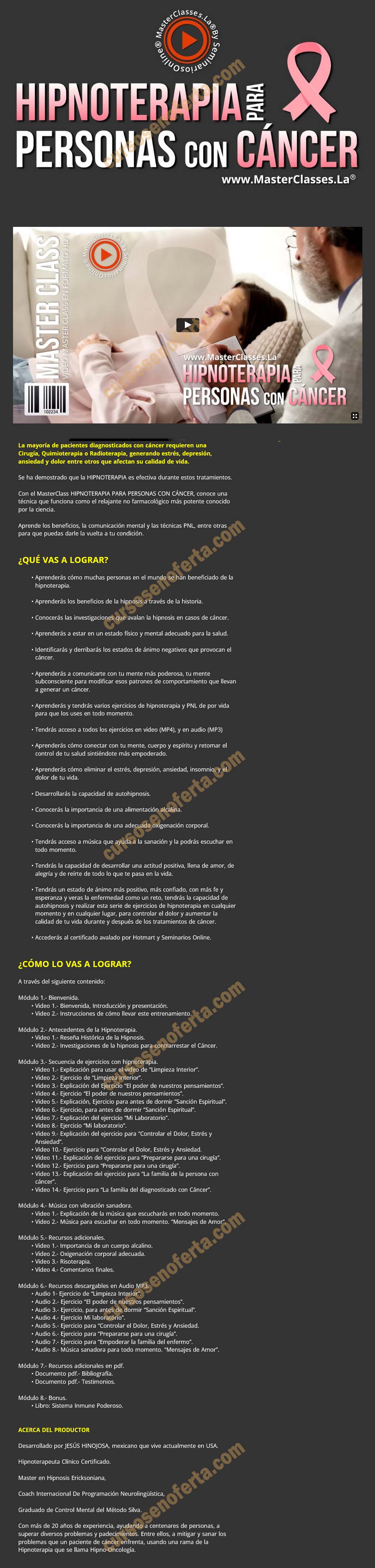 Hipnoterapia para personas con cáncer