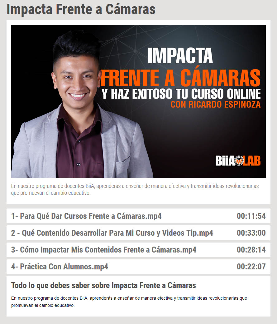 Impacta Frente a Cámaras - ricardo espinoza
