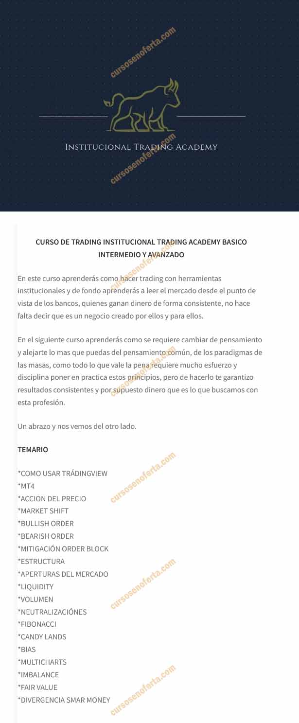 Institutional Trading Academy Básico Intermedio Avanzado