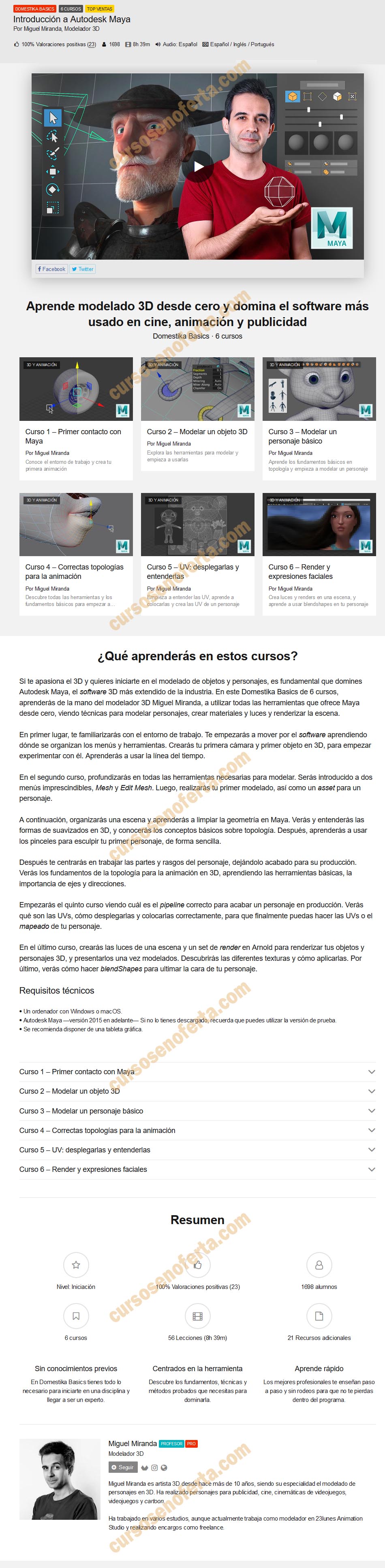 Introducción a Autodesk Maya (6 cursos)