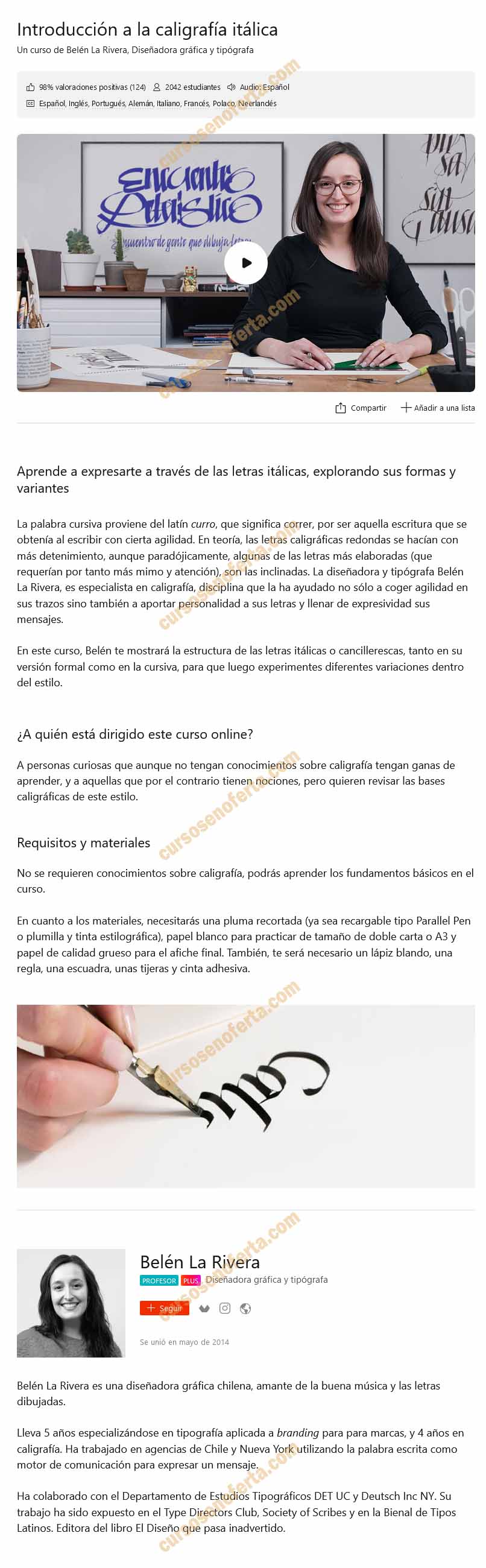 Introducción a la caligrafía itálica - Belén La Rivera