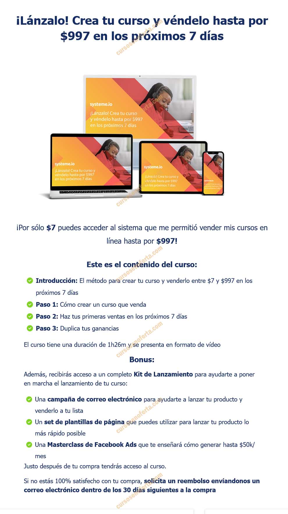 Lánzalo Crea tu curso y véndelo hasta por $997 en los próximos 7 días