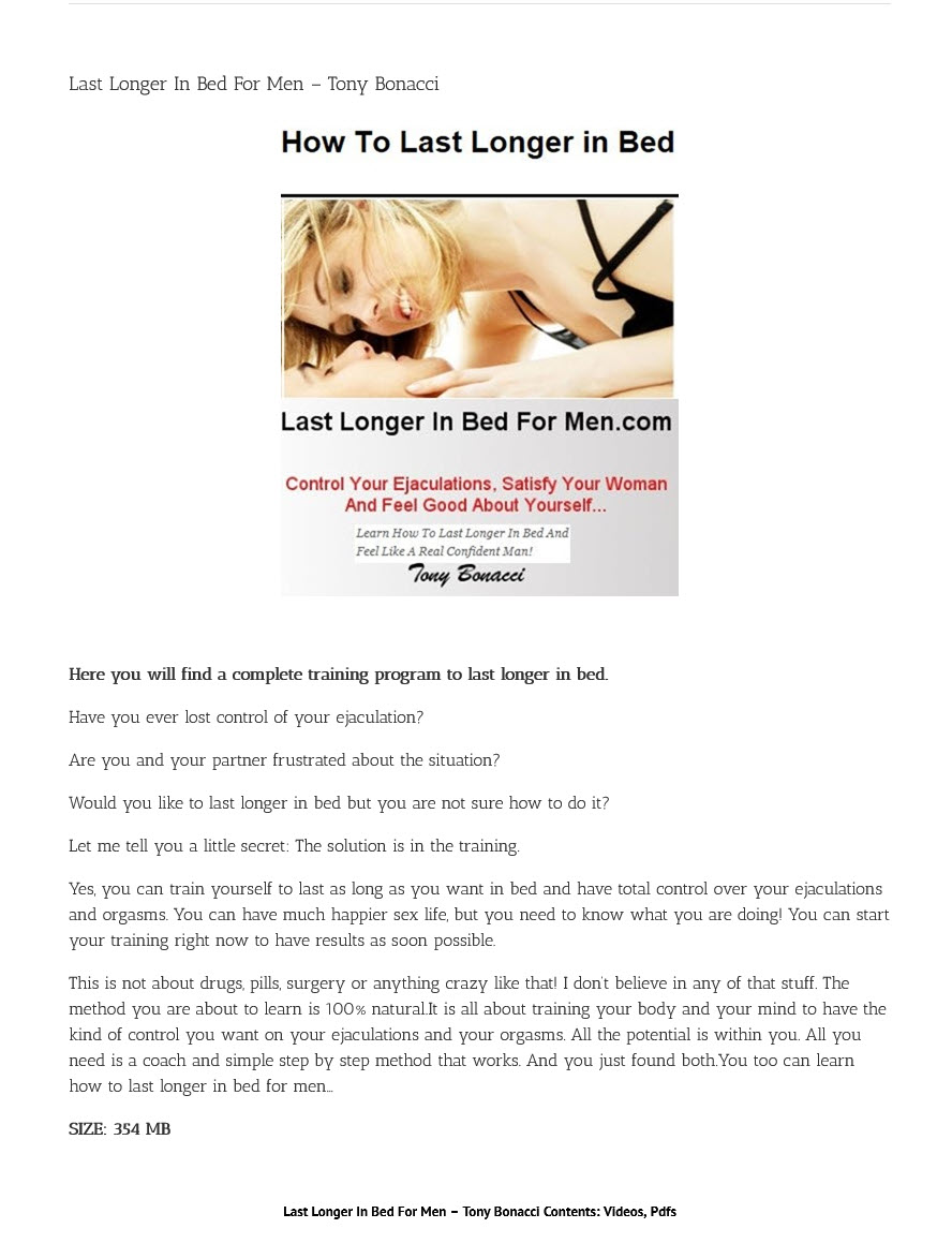 Last longer in bed for men