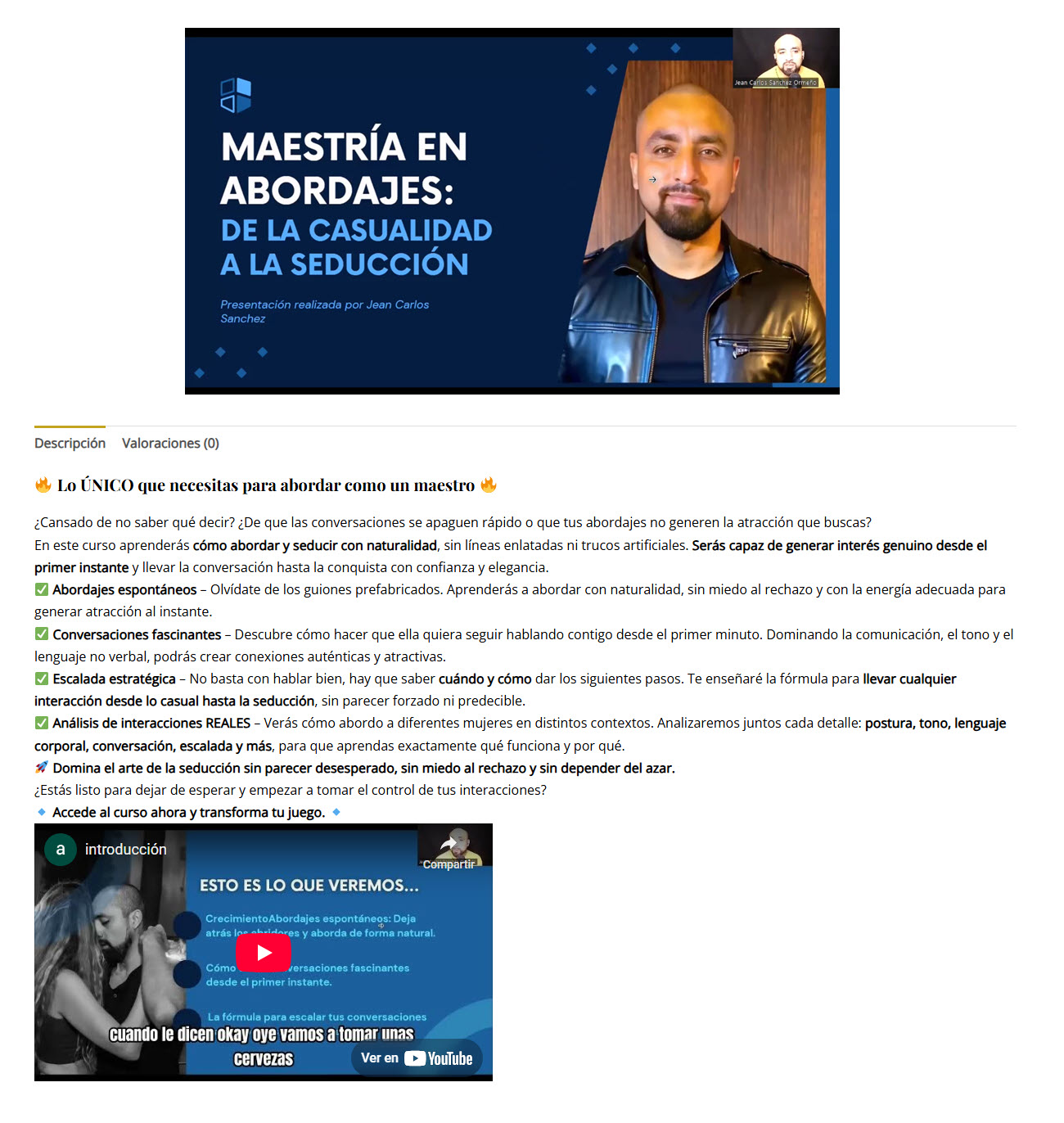 Maestría en Abordajes De la Casualidad a la Seducción - jean carlos