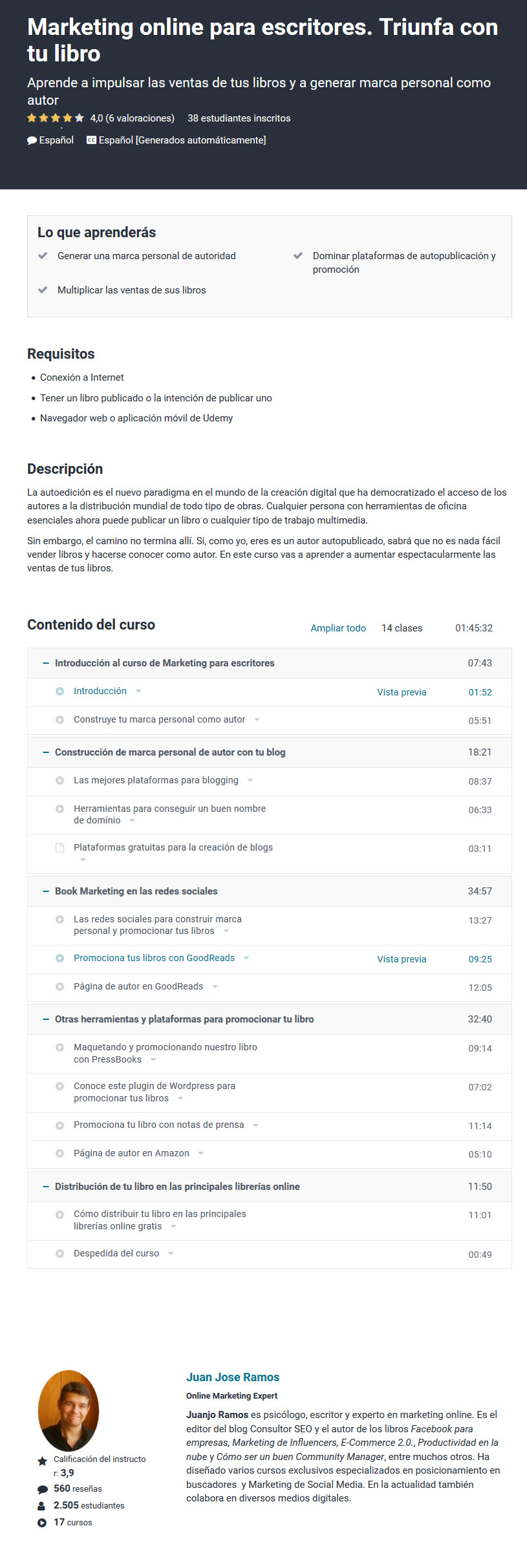Marketing Online Para Escritores. Triunfa con tu libro