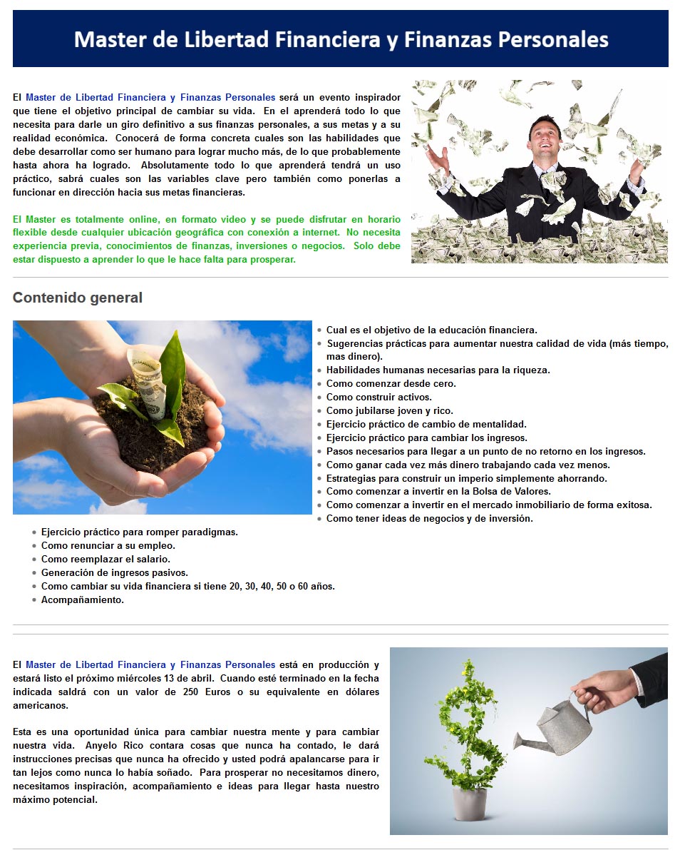 Master de Libertad Financiera y Finanzas Personales
