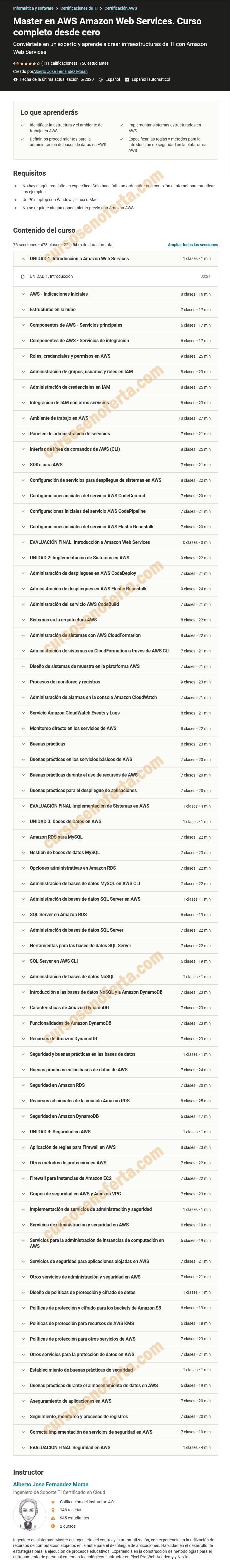 Master en AWS Amazon Web Services. Curso completo desde cero
