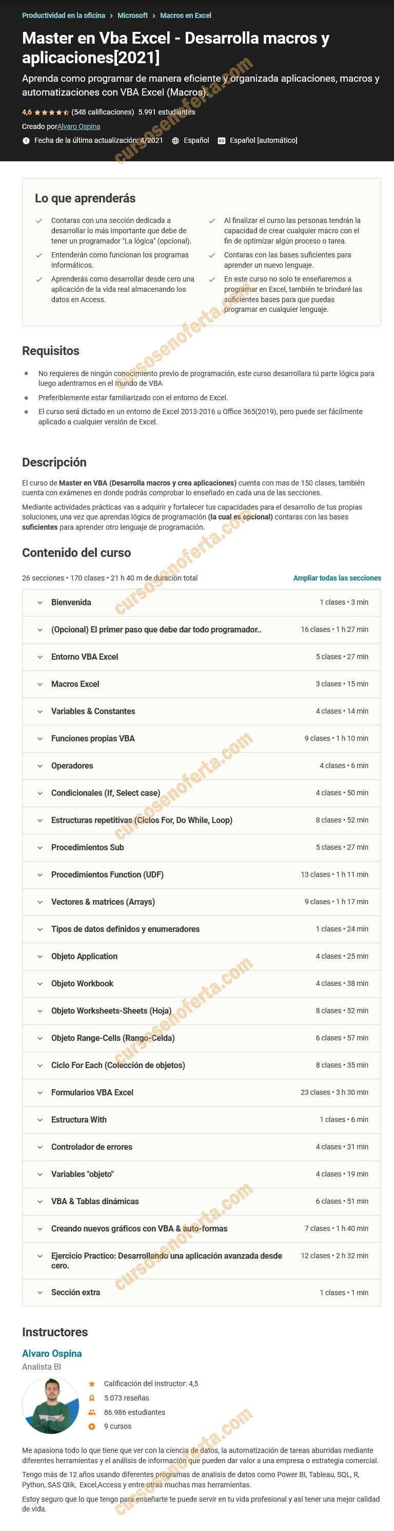 Master en Vba Excel - Desarrolla macros y aplicaciones[2021] 