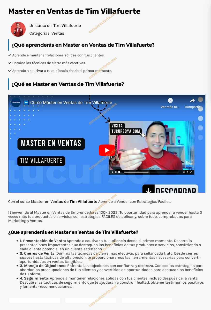 Master en Ventas tim villafuerte
