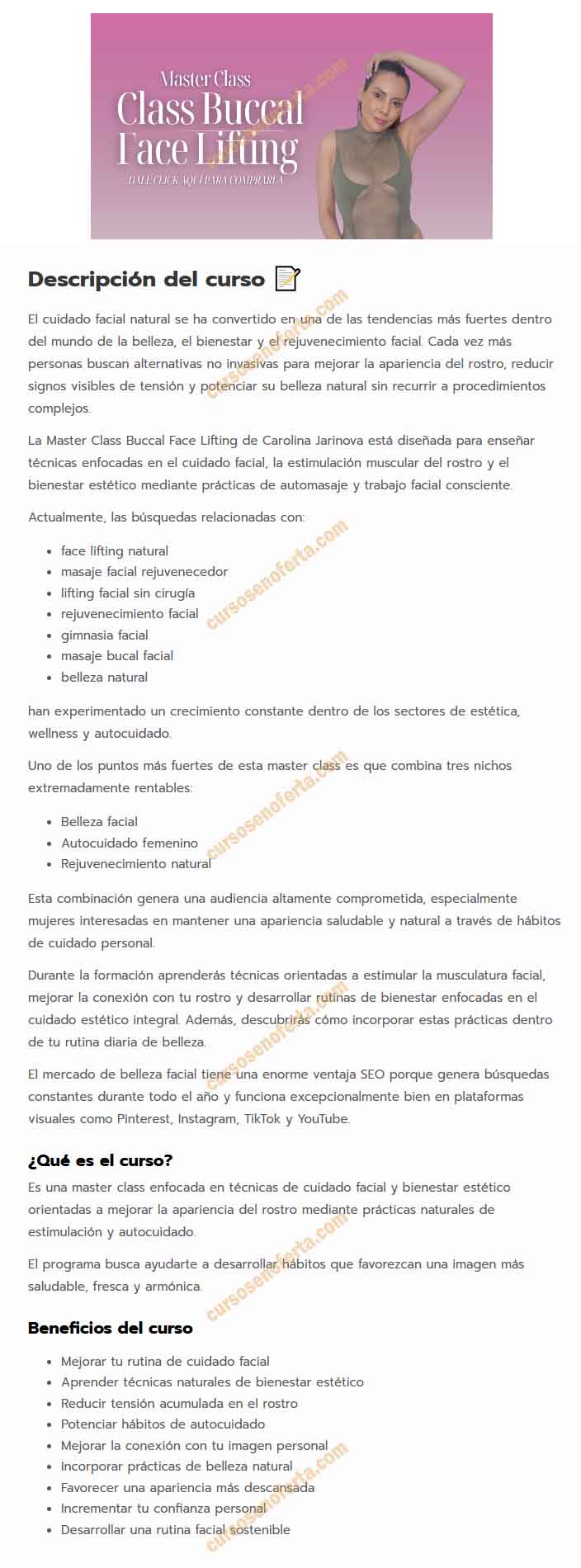 Masterclass Buccal Face Lifting - Carolina Jarinova