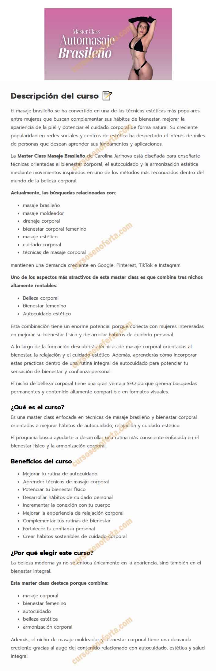 Masterclass Masaje Brasileño - Carolina Jarinova