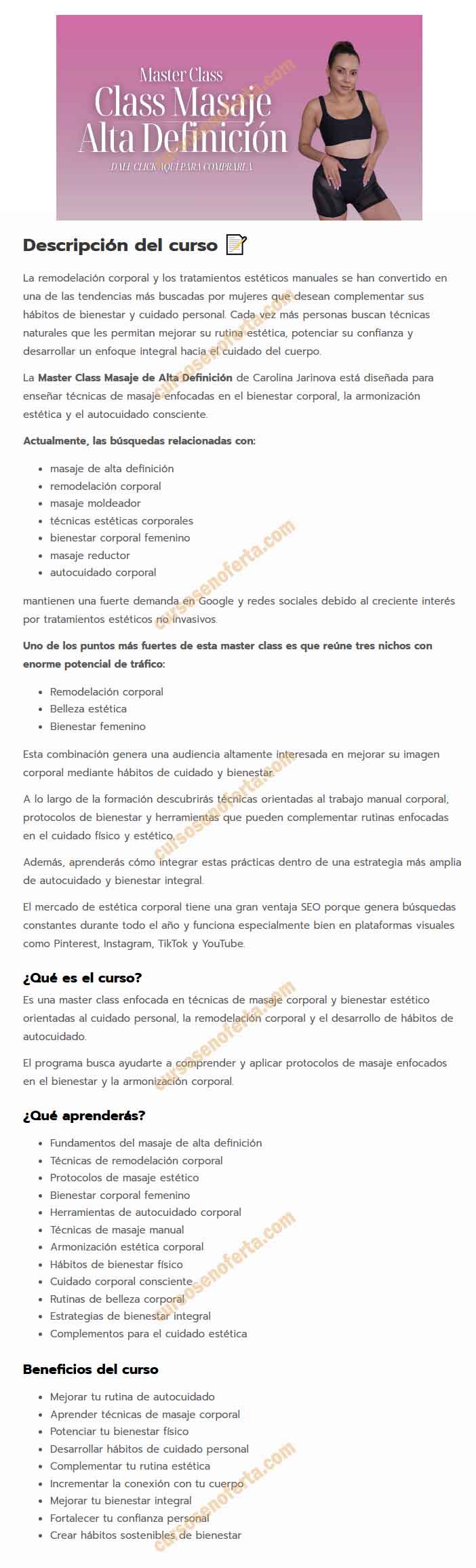 Masterclass Masaje de Alta Definición - Carolina Jarinova