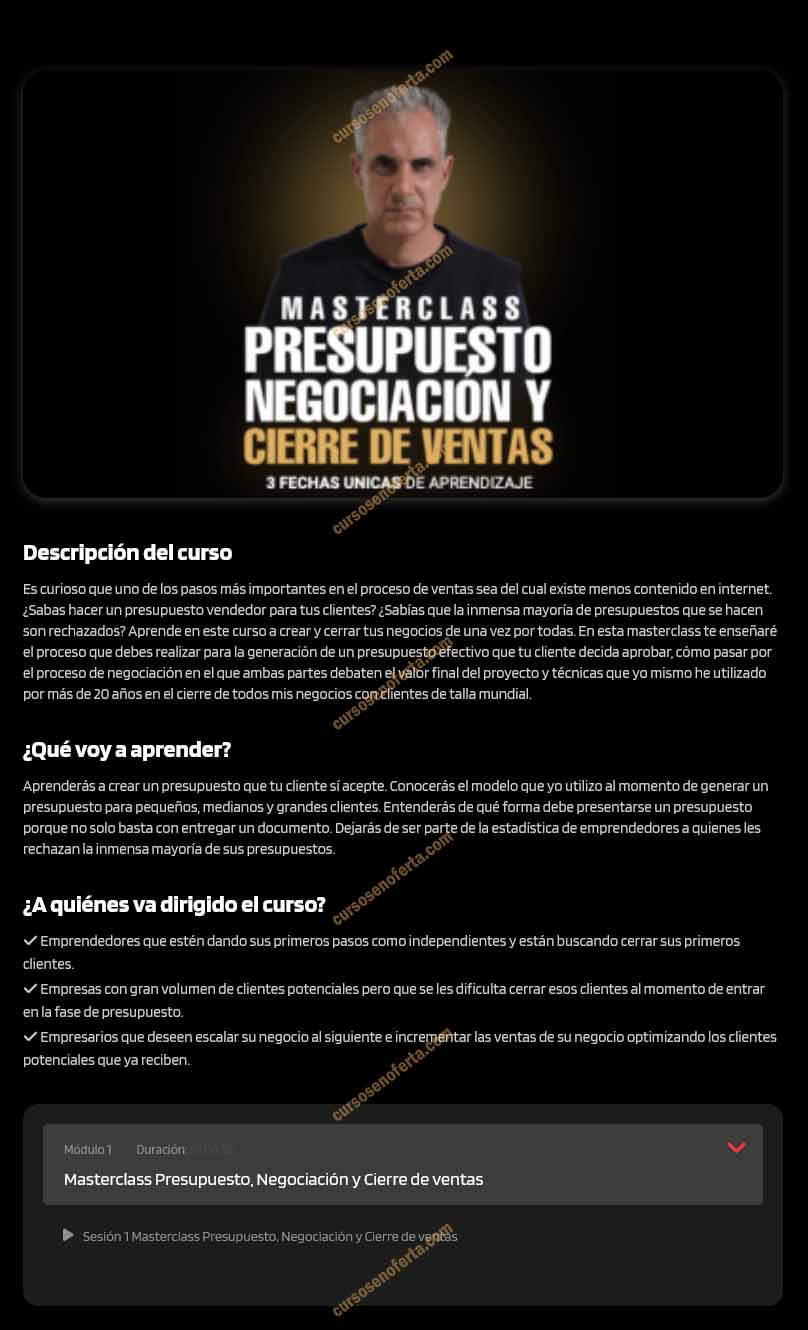 Masterclass Presupuesto Negociación y Cierre de ventas - Jurgen Klaric
