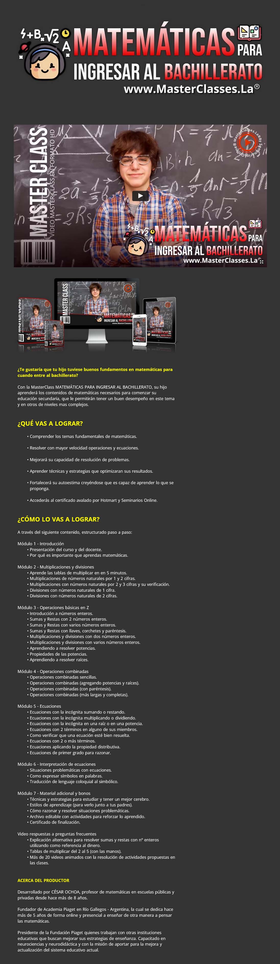 Matemáticas para ingresar al bachillerato