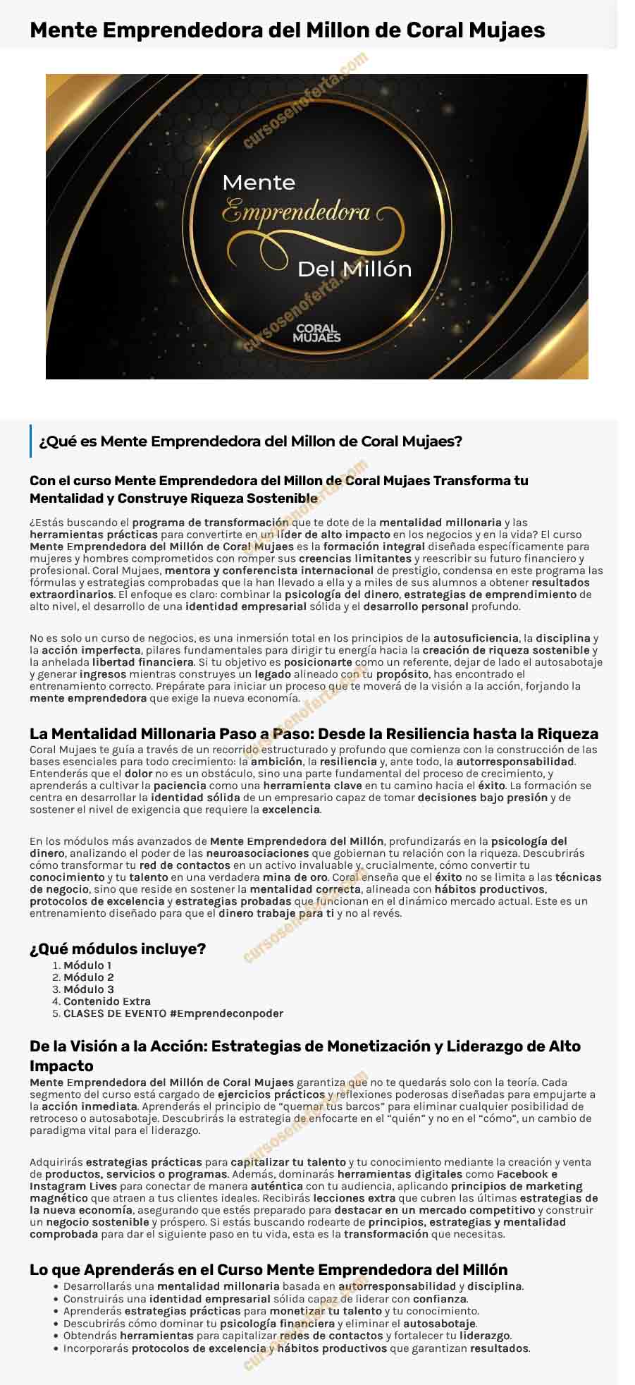 Mente Emprendedora del Millón - Coral Mujaes