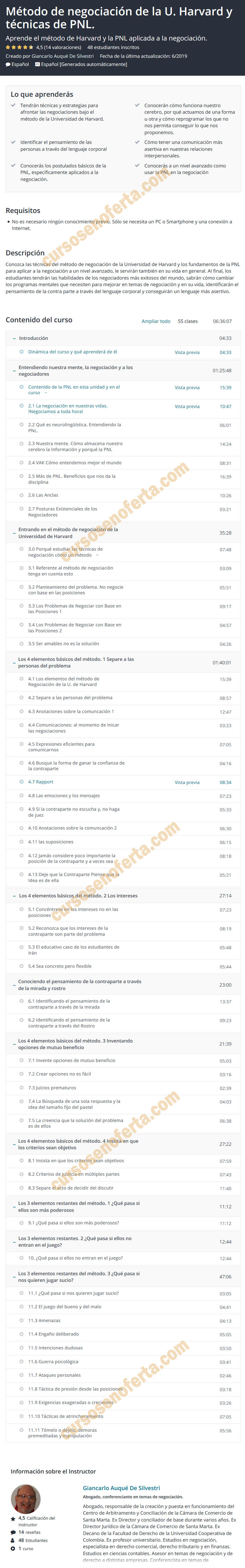 Método de negociación de la U. Harvard y técnicas de PNL