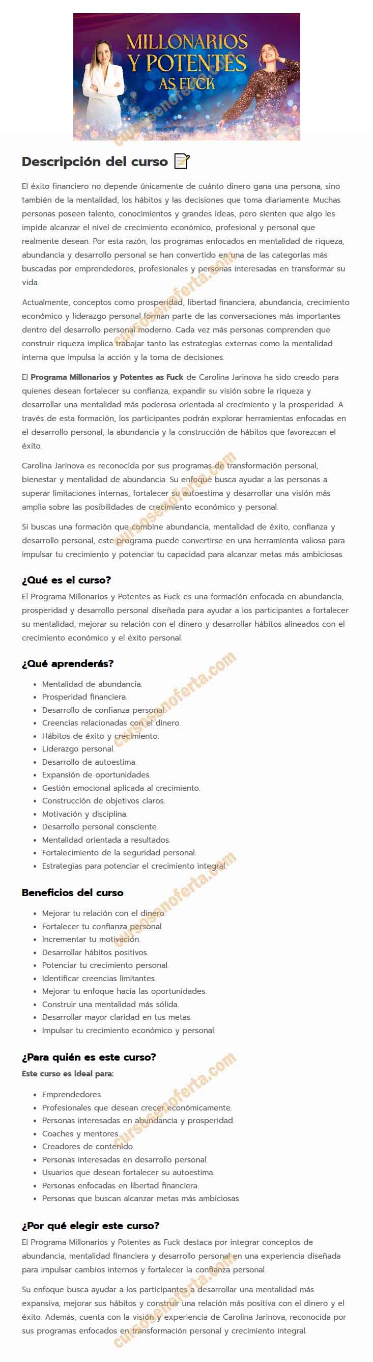 Programa Millonarios y Potentes as Fuck - Carolina Jarinova