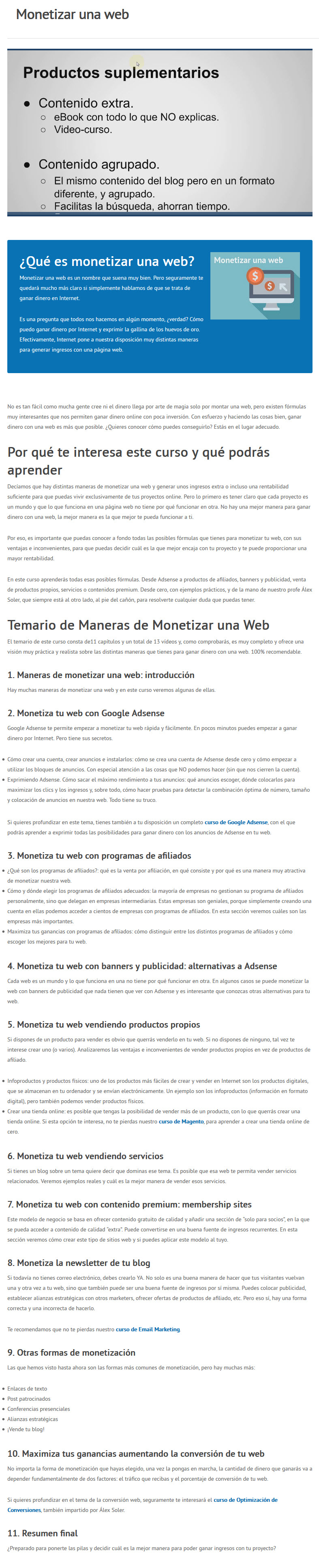 Monetizar una Web - alex soler