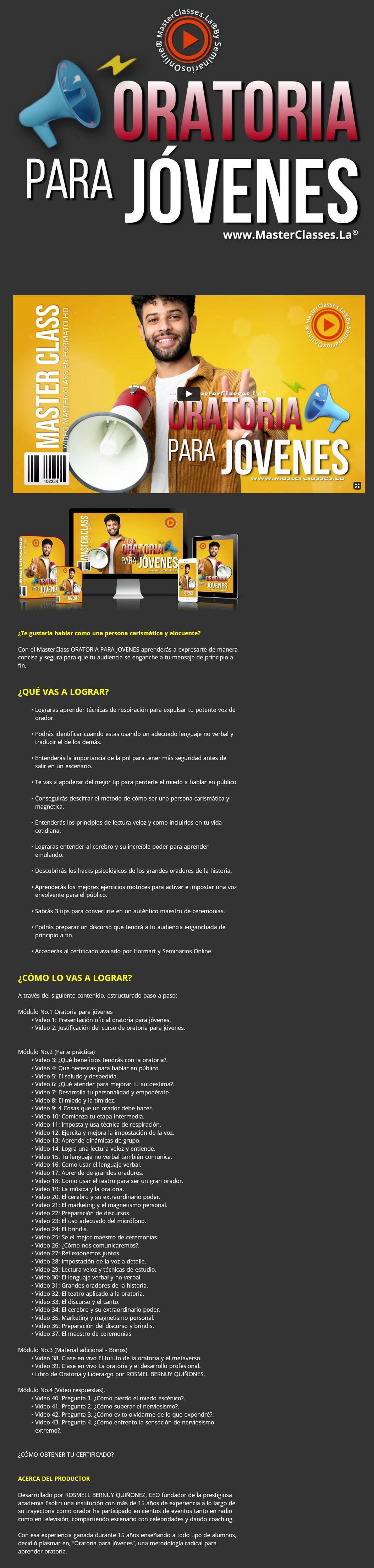 Oratoria para jóvenes - Masterclasses.la