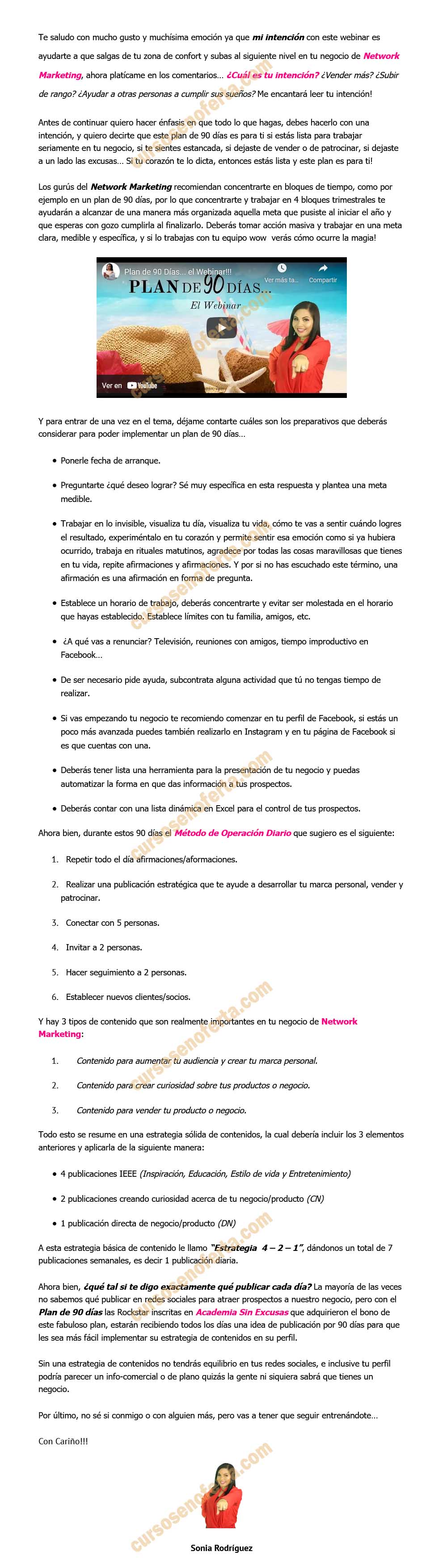 Plan 90 días de contenidos