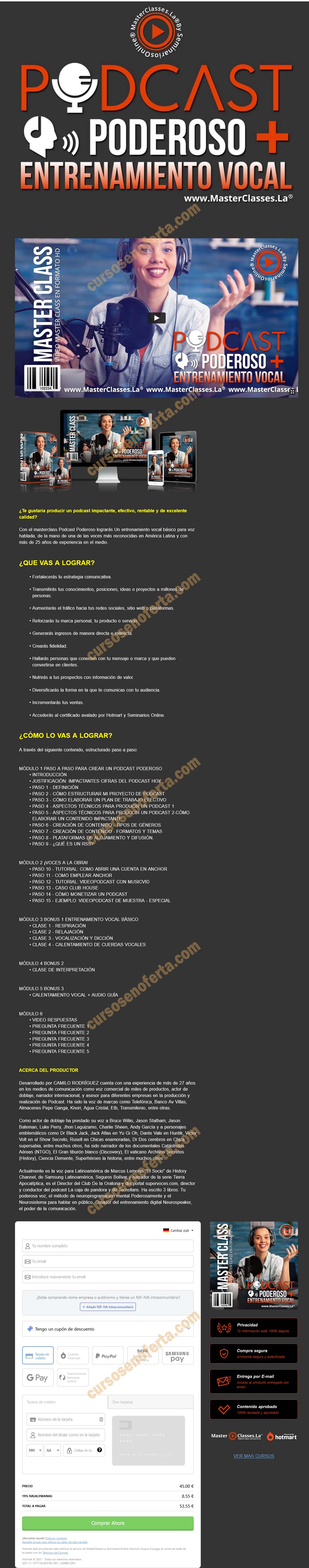 Podcast poderoso entrenamiento vocal - Masterclasses.la