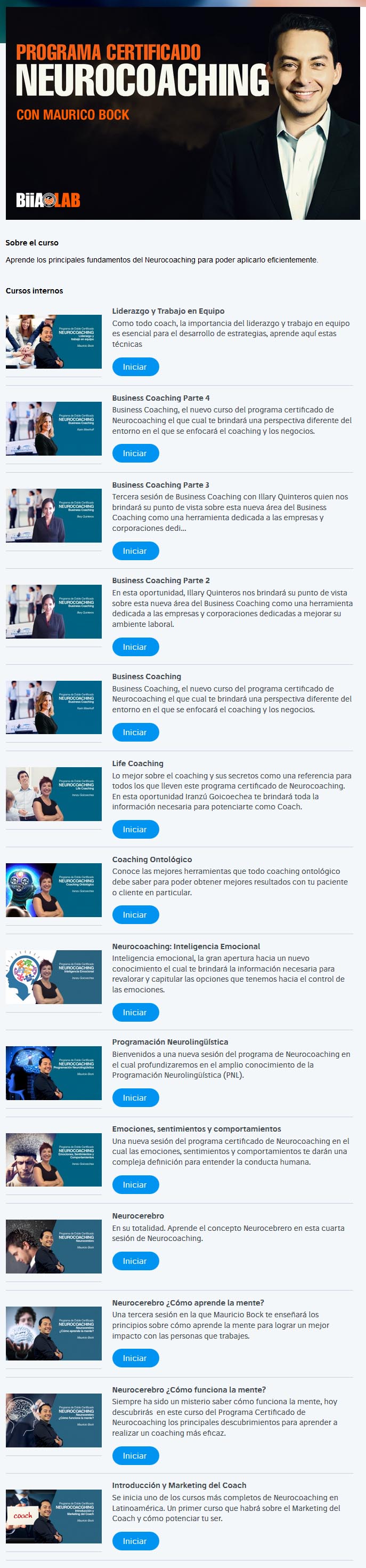 Programa Certificado de Neurocoaching - mauricio bock
