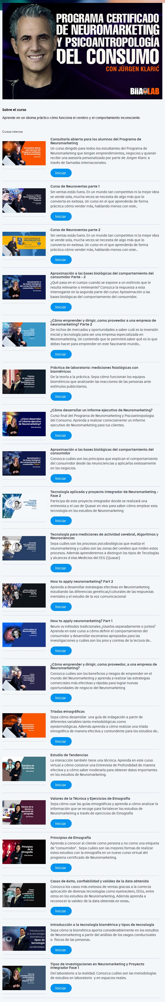 Programa Certificado de Neuromarketing y Psico Antropologia del Consumo