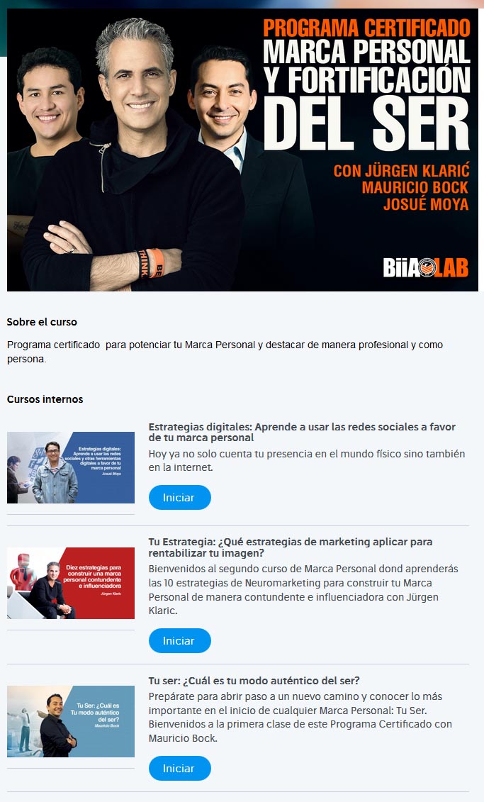 Programa Certificado Marca Personal y Fortificación del Ser - Jurgen Klaric