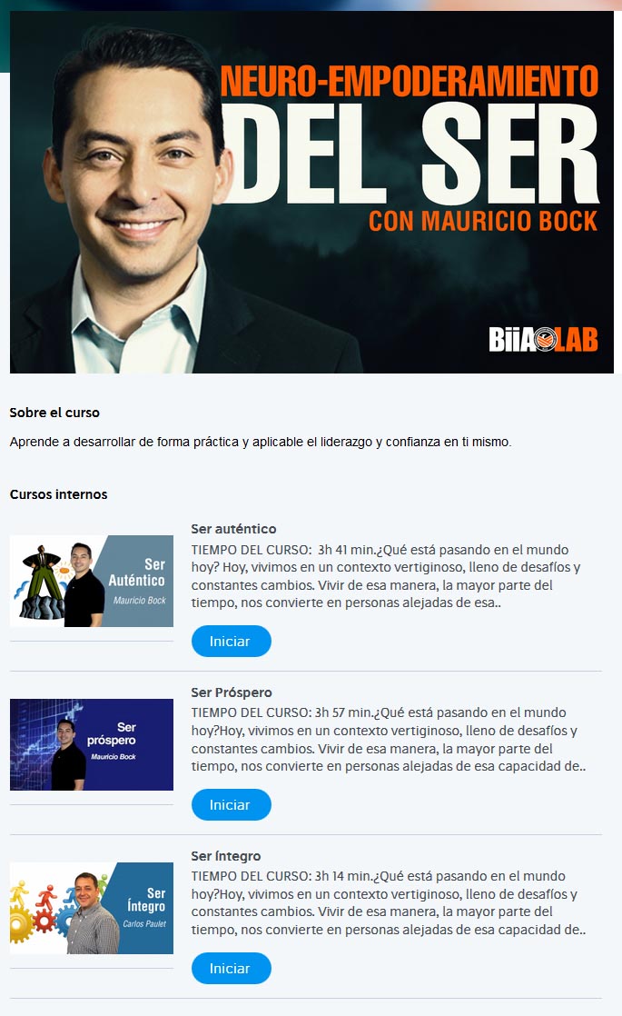 Programa Certificado Neuro-Empoderamiento del Ser - mauricio bock