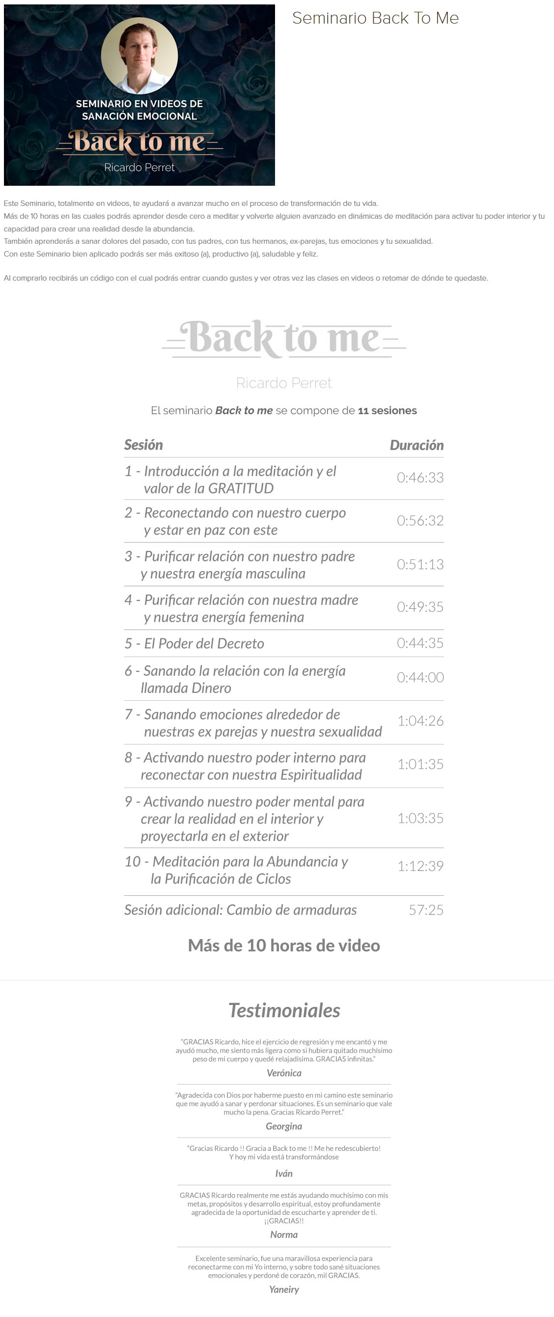 Seminario Back to Me - ricardo perret