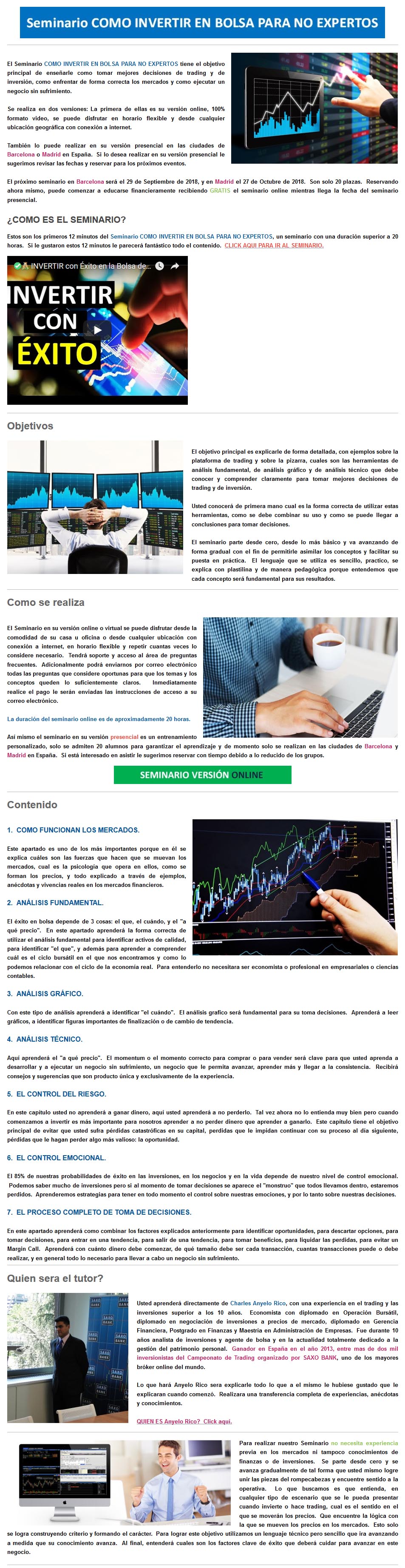 Seminario cómo invertir en bolsa para no expertos