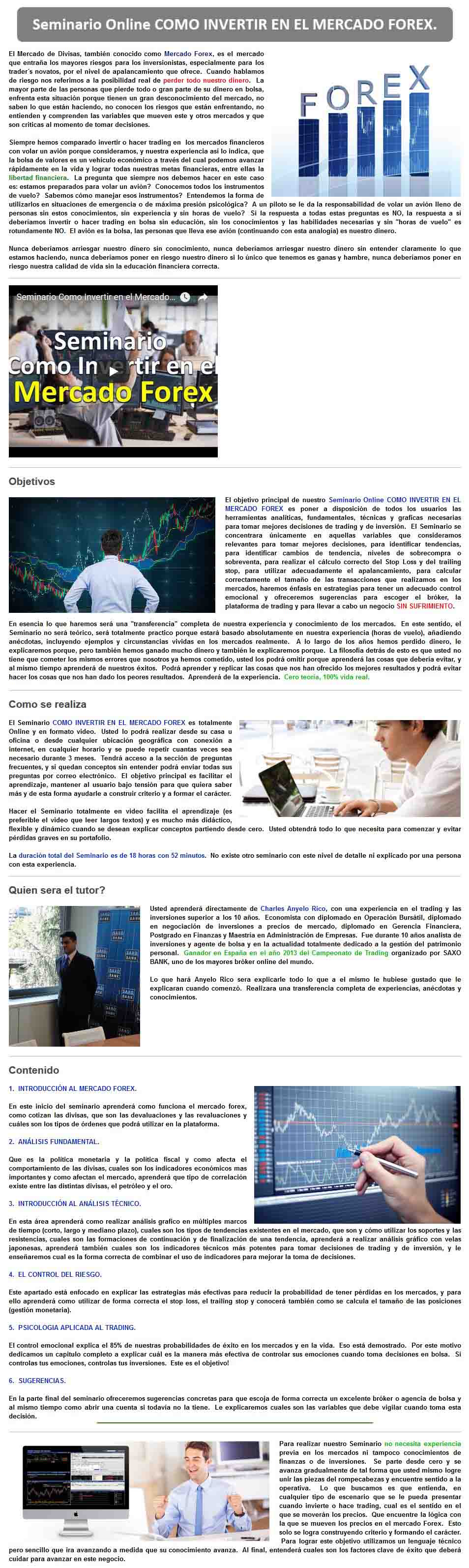 Seminario online cómo invertir en el mercado forex