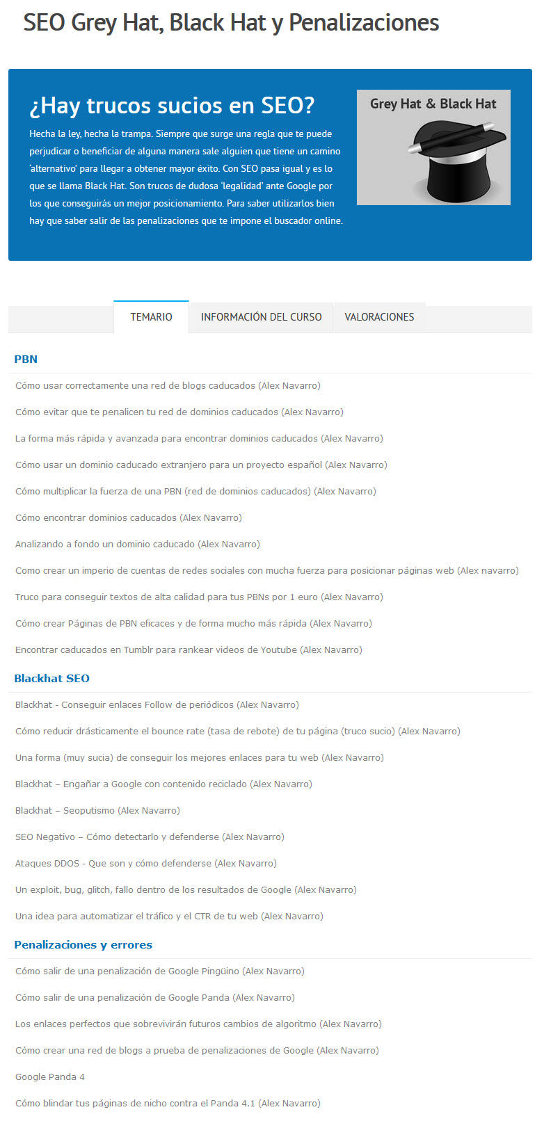 SEO Gray Hat, Black Hat y Penalizaciones