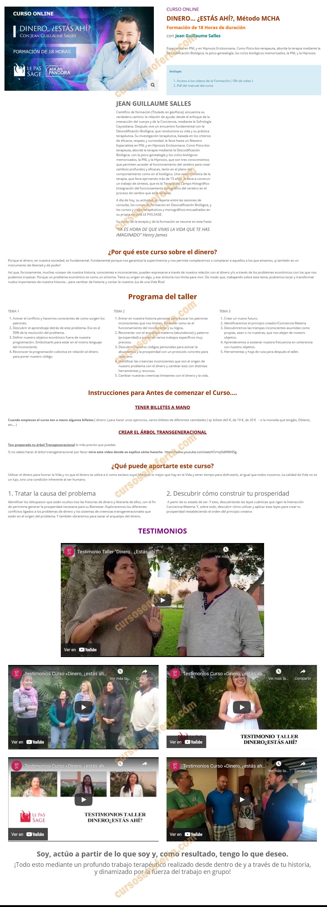 Taller dinero estas ahí. Método MCHA