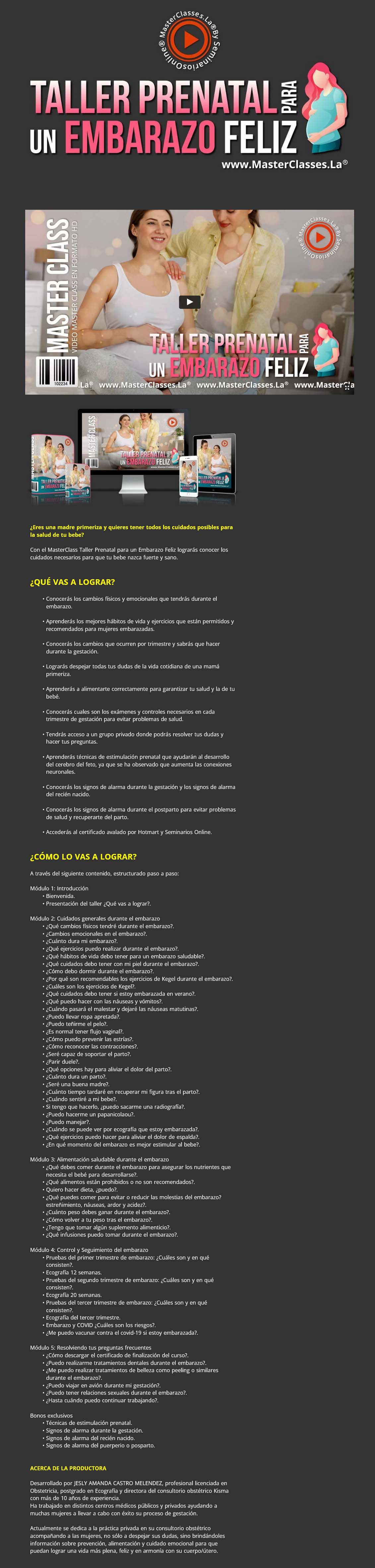Taller prenatal para un embarazo feliz