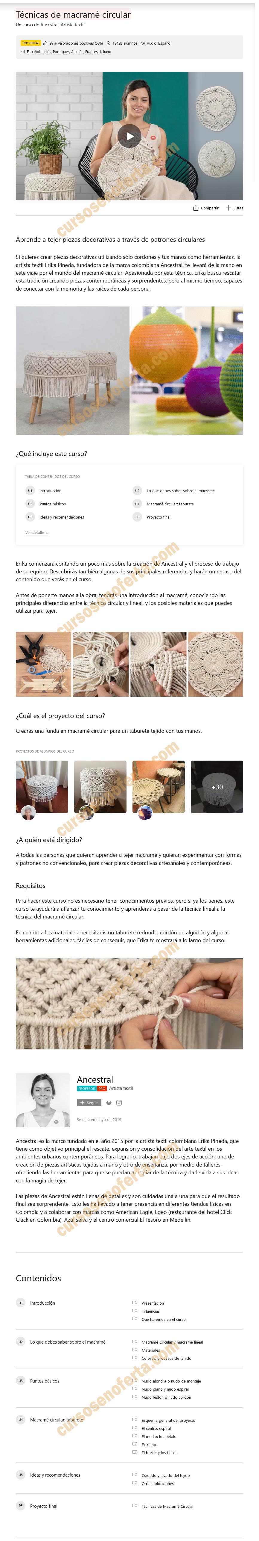 Técnicas de macramé circular