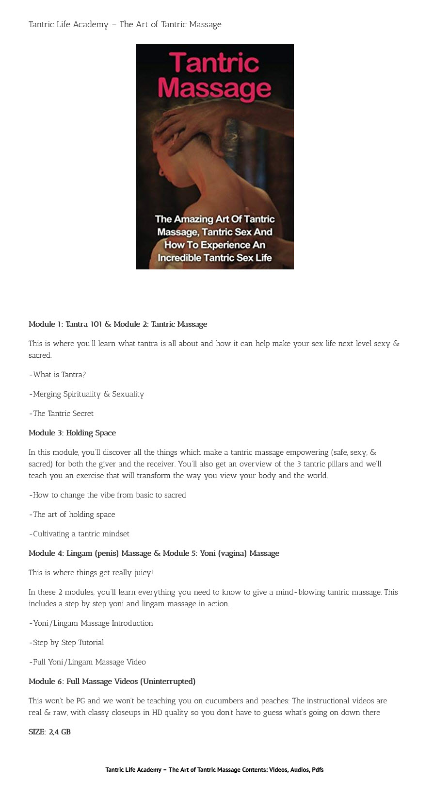 The art of tantric massage (inglés)